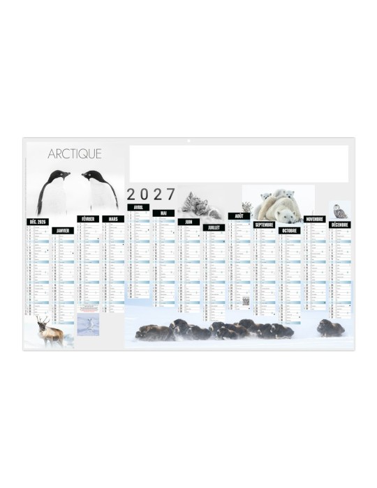 Calendrier bancaire Arctique 2027 à personnaliser