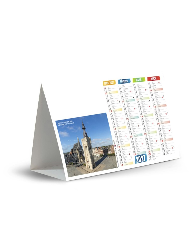 Calendrier chevalet de bureau Tradition 2027 personnalisé