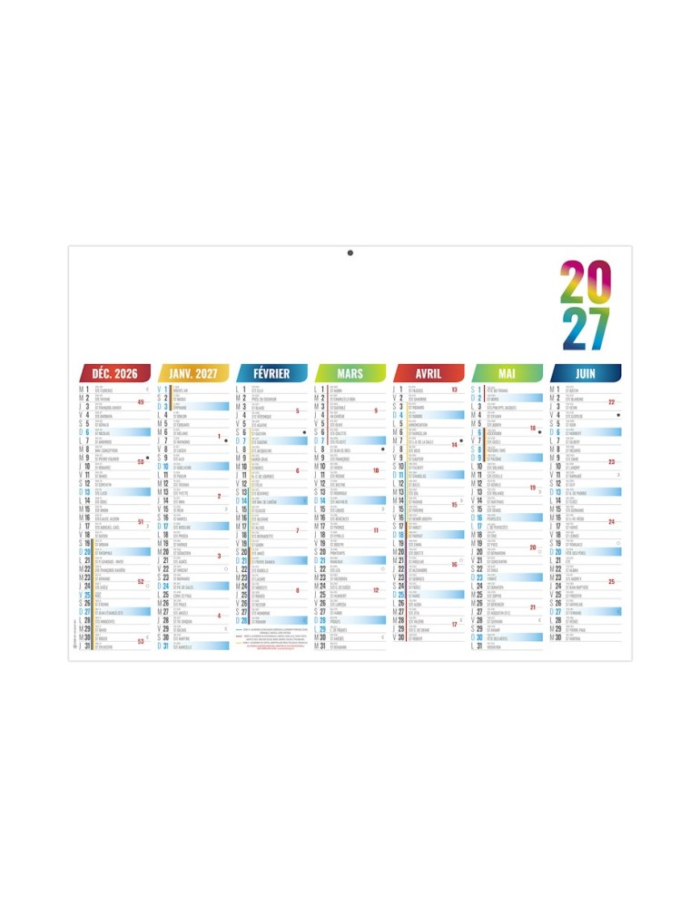 Calendrier bancaire Arlequin 2027 avec zone de personnalisation