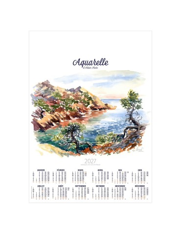 Poster calendrier Aquarelle 2027 personnalisable