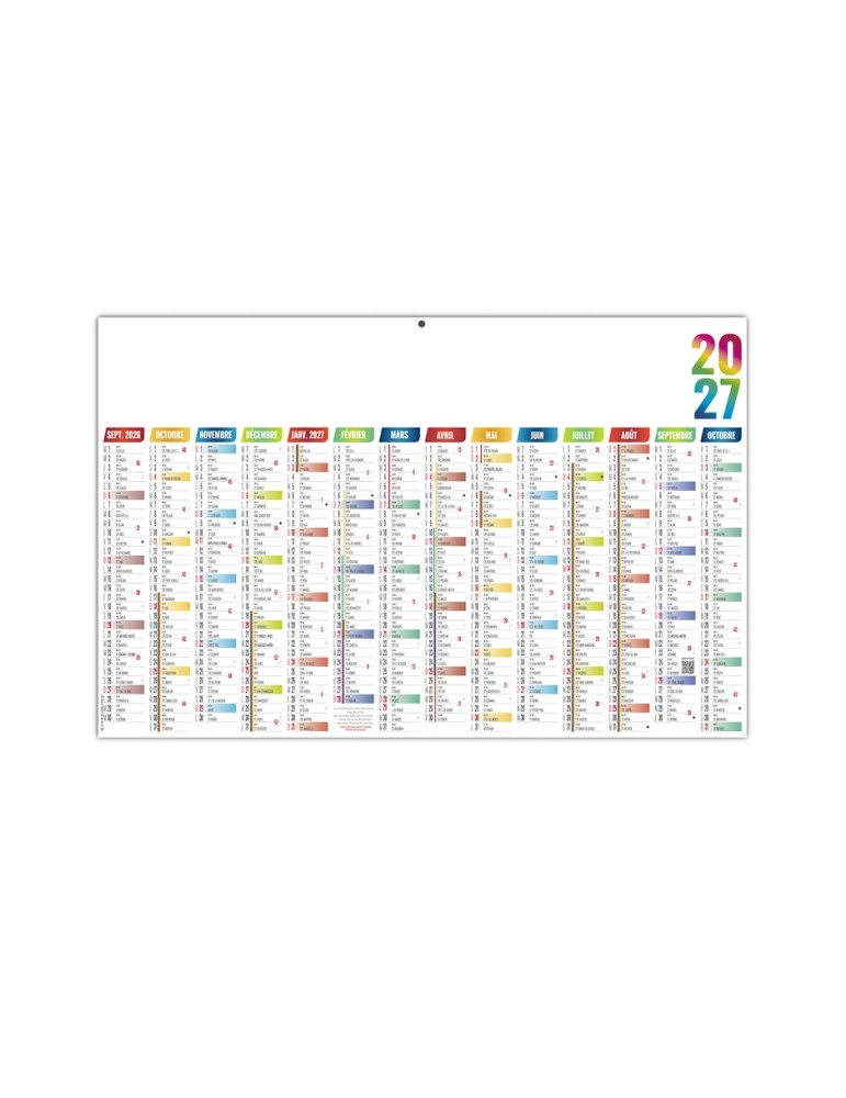 Calendrier bancaire scolaire 2027 personnalisable Casimir