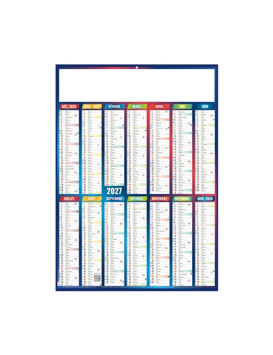 Calendrier bancaire 2027 personnalisé Marianne Couleurs