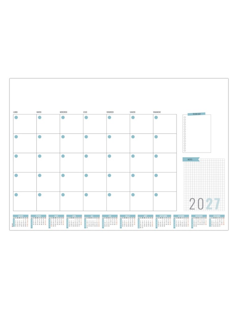 Sous-main planner personnalisable avec grille calendaire