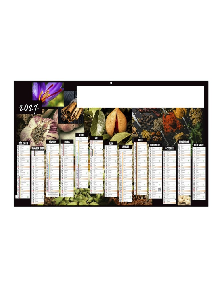 Calendrier bancaire 2027 personnalisable Condiments