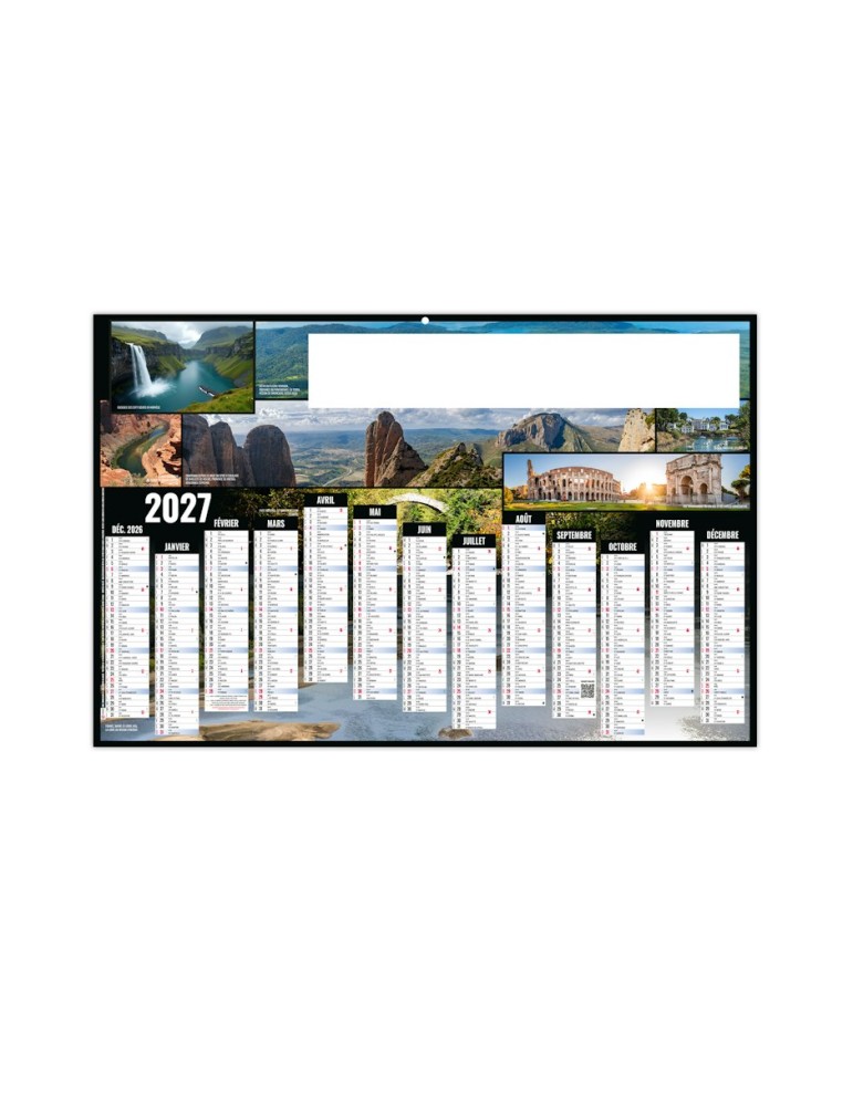 Calendrier bancaire Tour du Monde 2027 personnalisé
