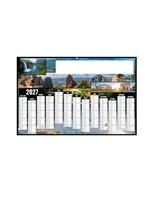 Calendrier bancaire Tour du Monde 2027 personnalisé