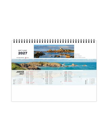 Calendrier chevalet Grand Angle 2027 personnalisable 2