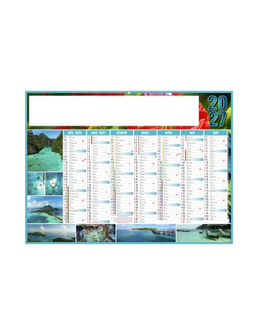 Calendrier bancaire illustré 2027 Exotic personnalisable 2