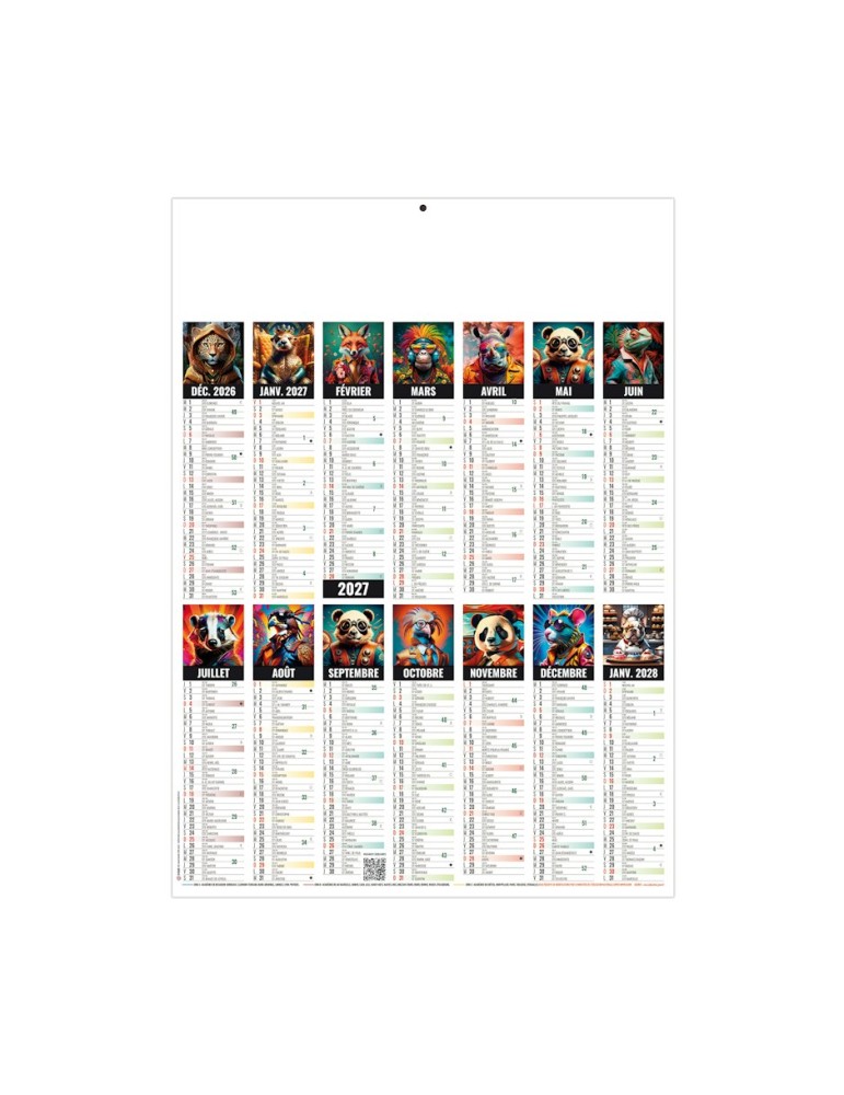 Calendrier bancaire 2027 Marianne Pop personnalisable