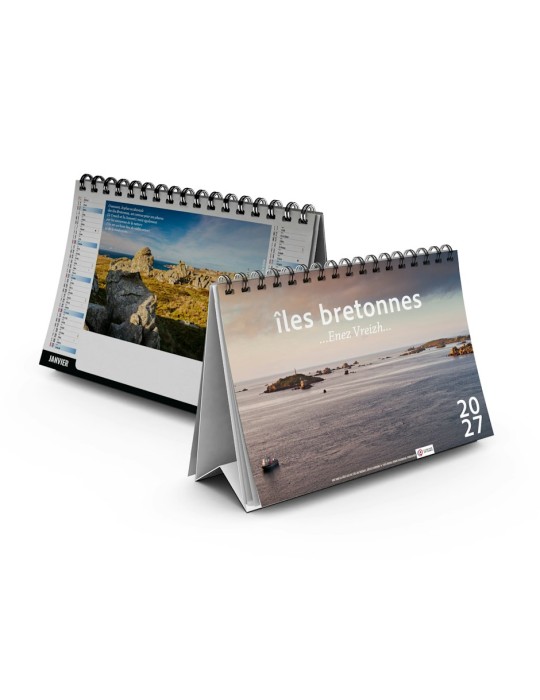 Calendrier chevalet 2027 Îles Bretonnes personnalisable