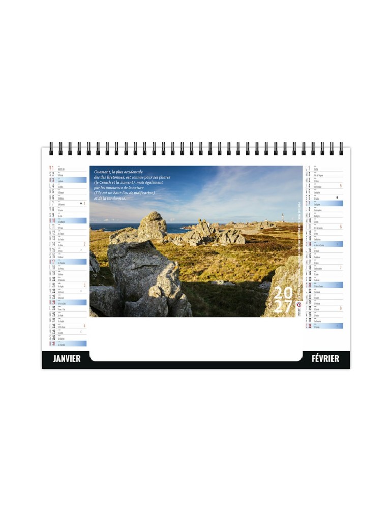 Calendrier chevalet 2027 Îles Bretonnes personnalisable