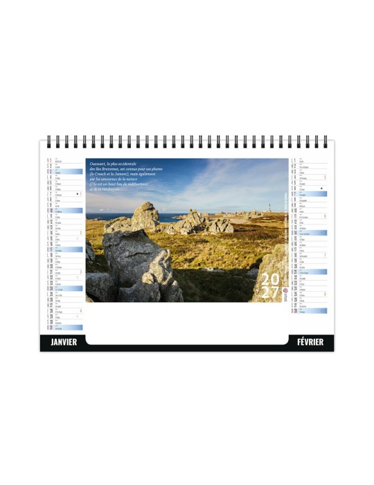 Calendrier chevalet 2027 Îles Bretonnes personnalisable