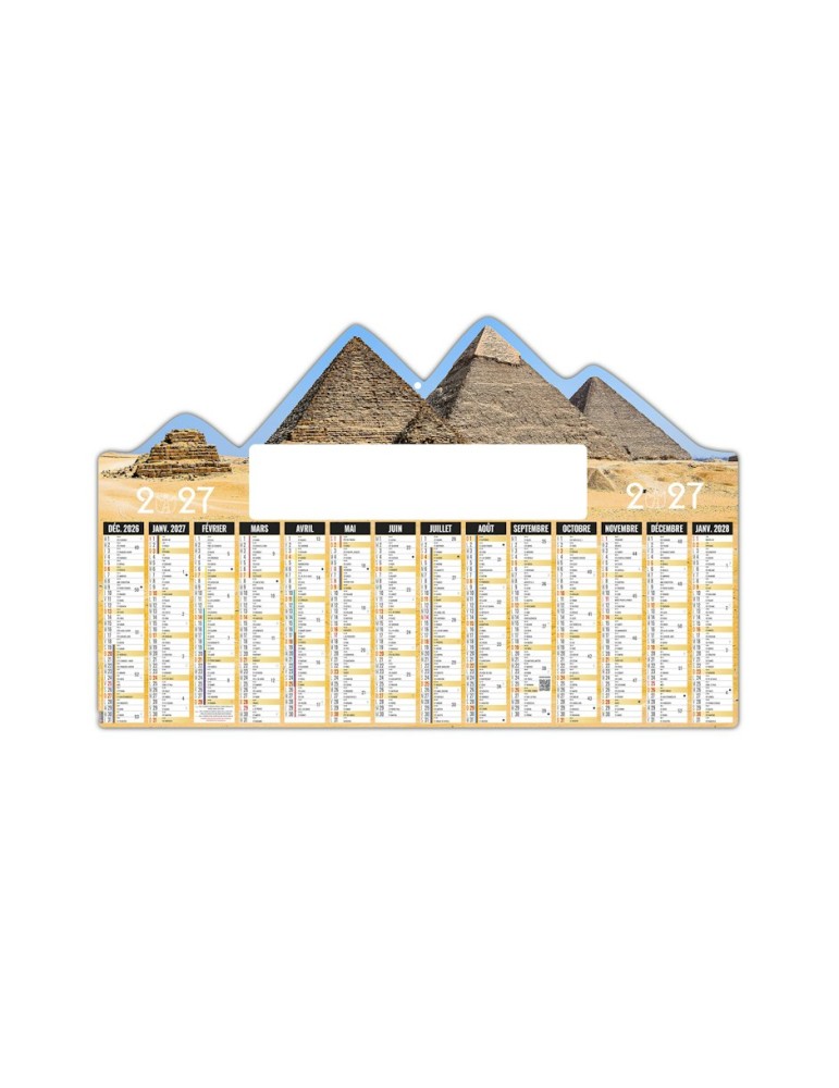 Calendrier bancaire illustré 2027 personnalisé Pyramides