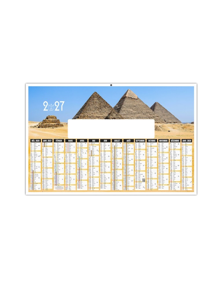 Calendrier bancaire illustré 2027 personnalisé Pyramides