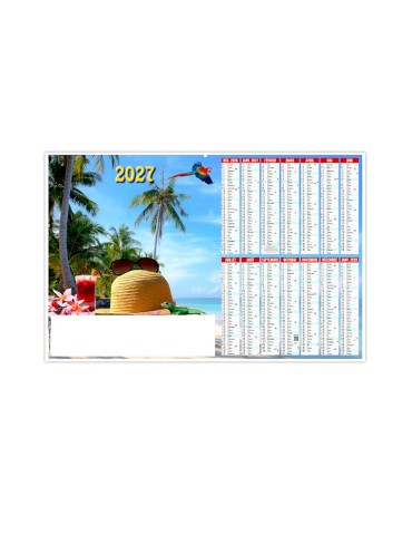 Calendrier bancaire 2027 PARADISIAQUE personnalisable