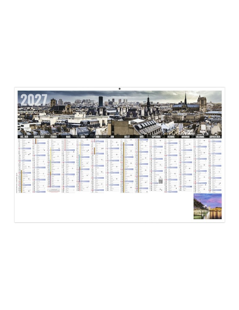 Calendrier bancaire 2027 Libre Choix Parisien personnalisable