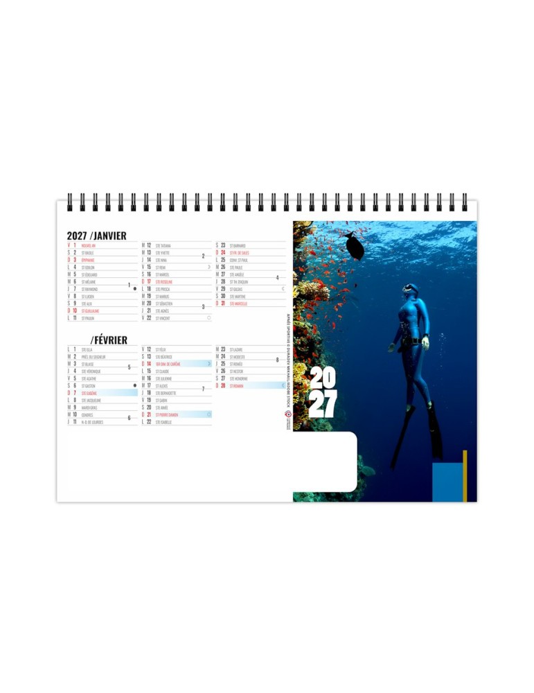 Calendrier chevalet de bureau 2027 Dépassement
