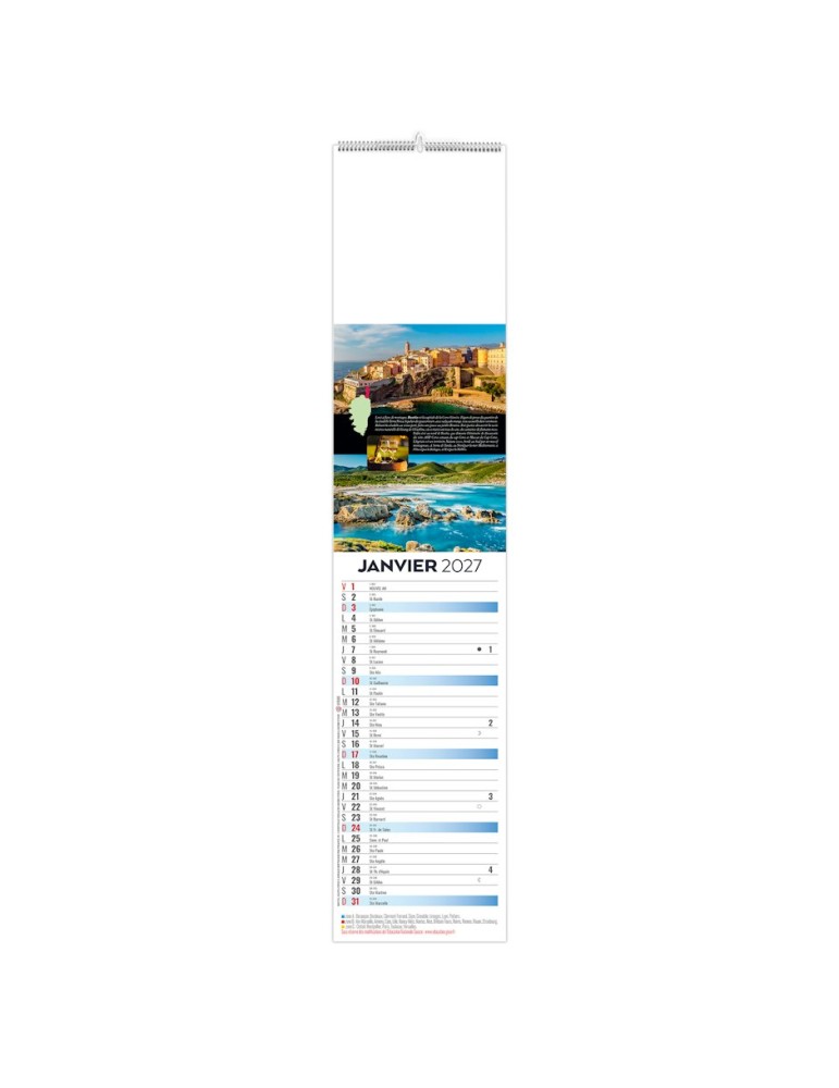 Calendrier languette 2027 personnalisable Île