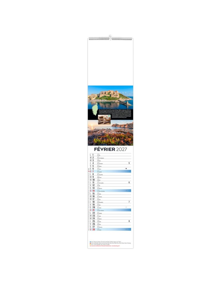 Calendrier languette 2027 personnalisable Île