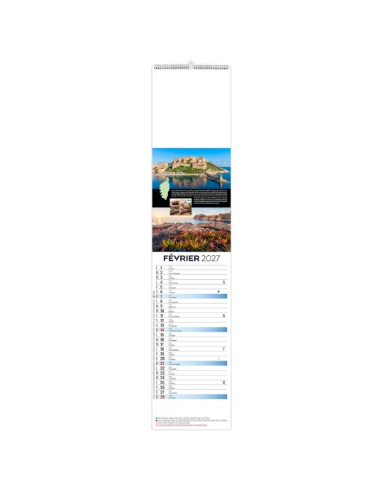 Calendrier languette 2027 personnalisable Île