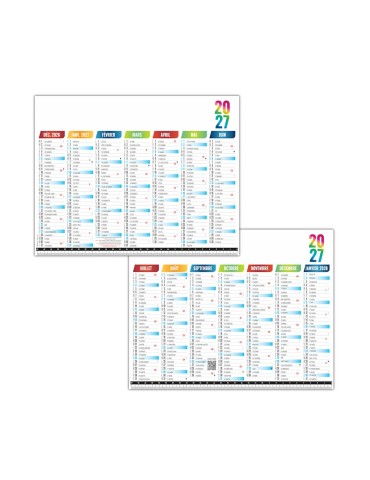 Sous-main calendrier 2027 plastifié personnalisé Mesure