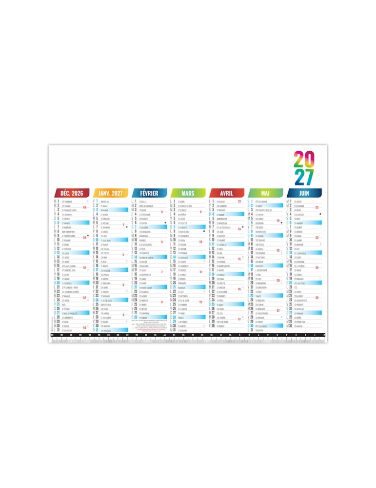Sous-main calendrier 2027 plastifié personnalisé Mesure