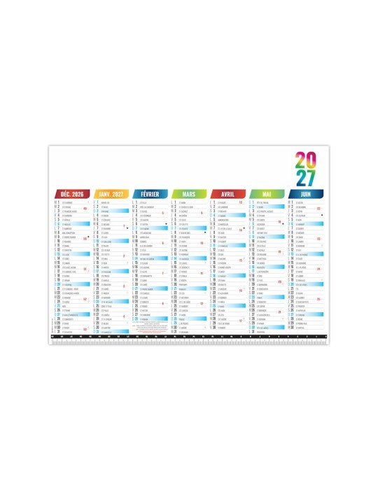 Sous-main calendrier 2027 plastifié personnalisé Mesure