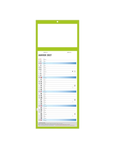 Calendrier mensuel 2027 Plaque Simple à personnaliser 2