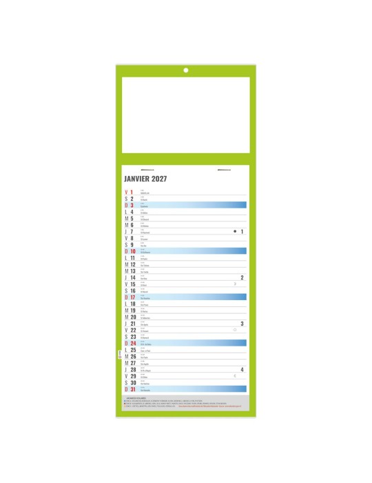 Calendrier mensuel 2027 Plaque Simple à personnaliser