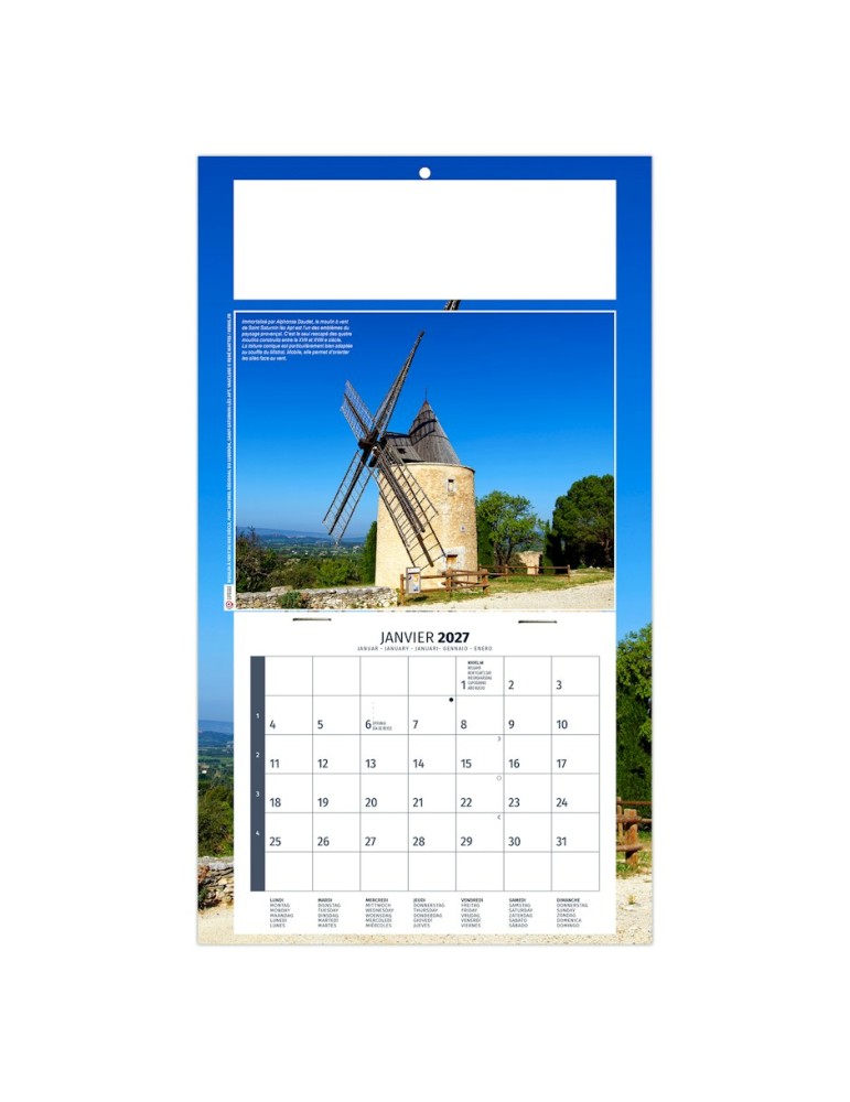 Calendrier une vue 2027 avec logo Stéphane