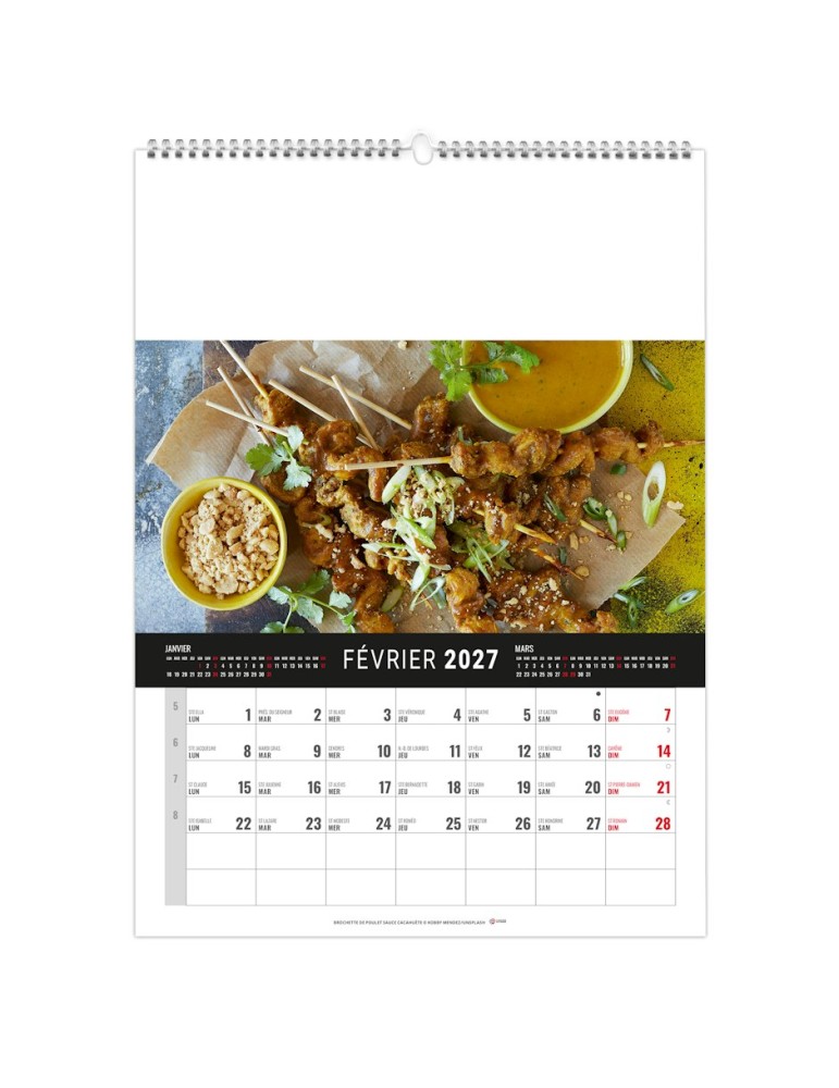 Calendrier mural illustré 2027 personnalisé Marmite