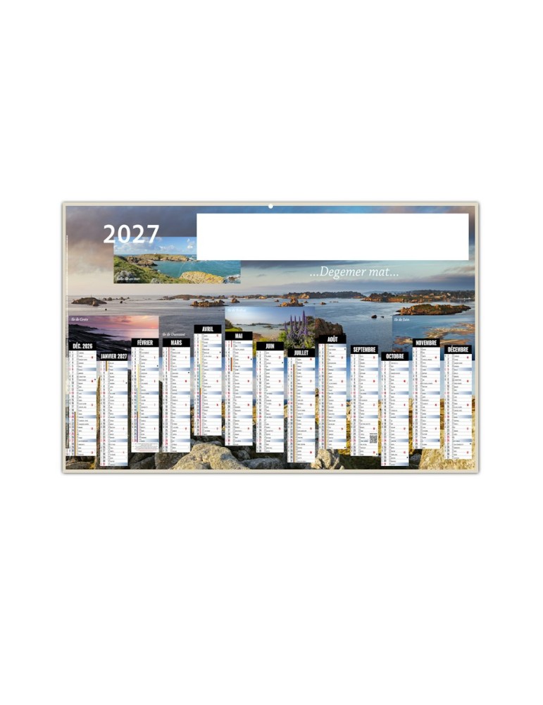 Calendrier bancaire illustré 2027 personnalisé Degemer Mat