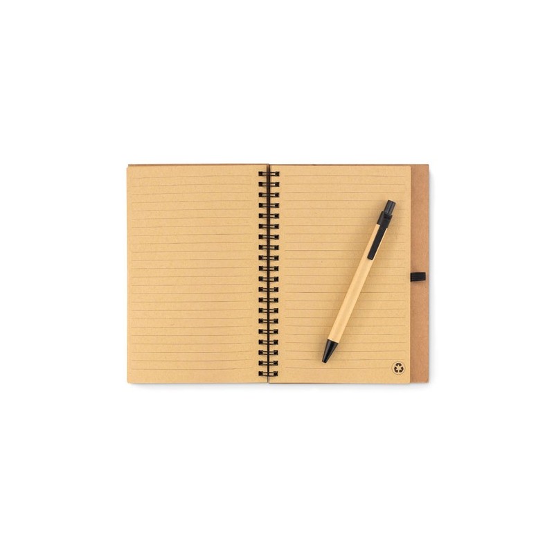 Carnet durable en liège avec stylo personnalisé - SONORA PLUSCORK Matières : papier recyclé Couleurs : noir personnalisable avec