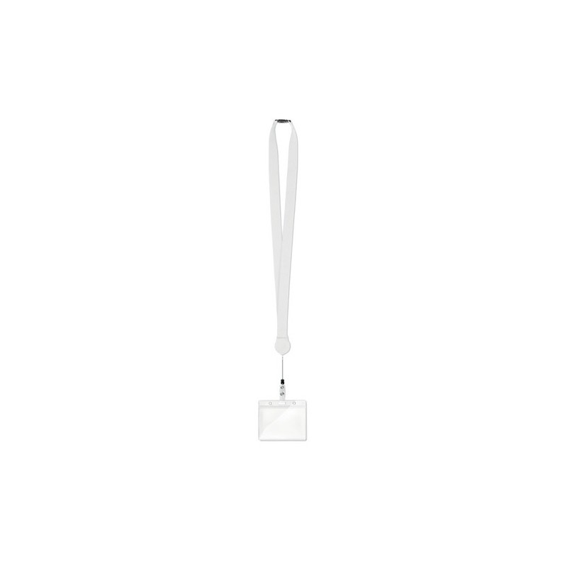 Lanyard Extensible Personnalisé avec Badge - ZIP Matières : PET Couleurs : blanc goodies publicitaire événementiel