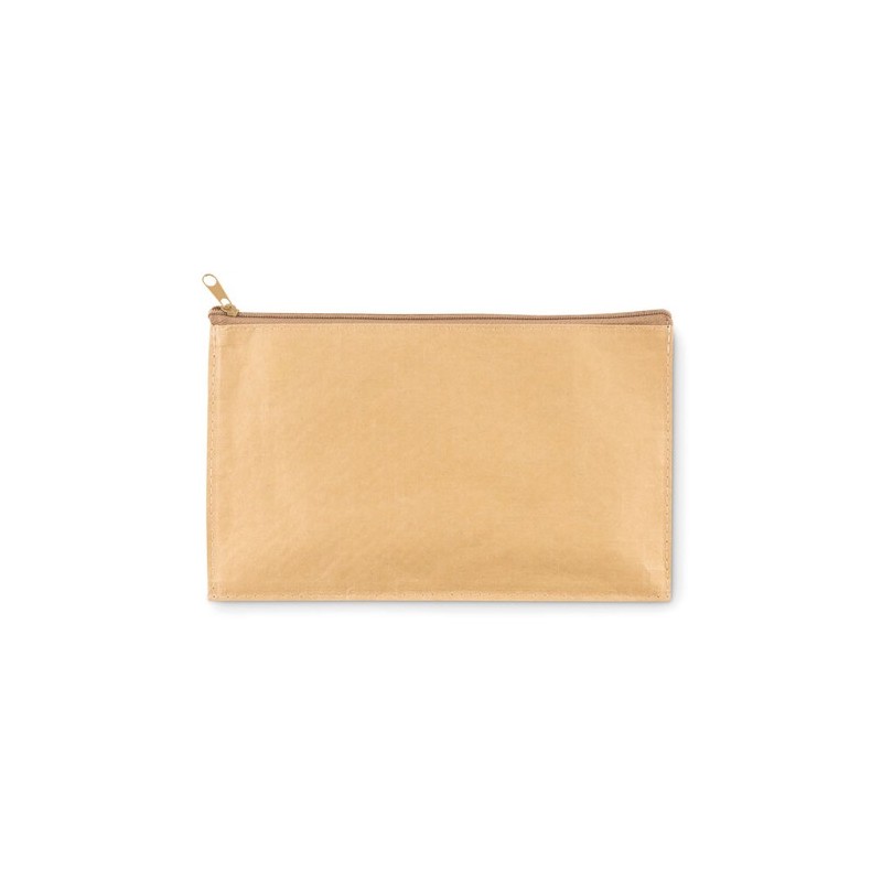 Trousse à Stylo Éco-responsable en Papier Tissé Personnalisable - FLAT CASE Matières : polypropylène (PP) Couleurs : beige