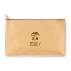 Trousse à Stylo Éco-responsable en Papier Tissé Personnalisable - FLAT CASE Matières : polypropylène (PP) Couleurs : beige cadea