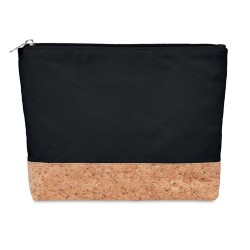 Trousse personnalisée en liège et coton - PORTO BAG Matières : coton Couleurs : noir personnalisable avec votre logo
