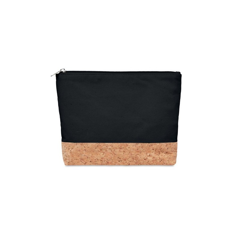 Trousse personnalisée en liège et coton - PORTO BAG Matières : coton Couleurs : noir personnalisable avec votre logo