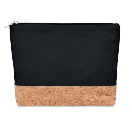 Trousse personnalisée en liège et coton - PORTO BAG Matières : coton Couleurs : noir personnalisable avec votre logo