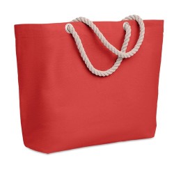 Sac de plage pratique personnalisé avec cordon - MENORCA Matières : coton Couleurs : rouge