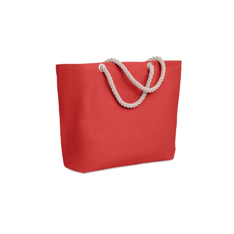 Sac de plage pratique personnalisé avec cordon - MENORCA Matières : coton Couleurs : rouge