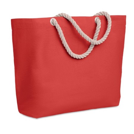 Sac de plage pratique personnalisé avec cordon - MENORCA Matières : coton Couleurs : rouge