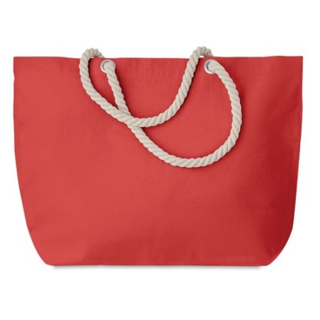 Sac de plage pratique personnalisé avec cordon - MENORCA Matières : coton Couleurs : rouge livraison express 24h 48h