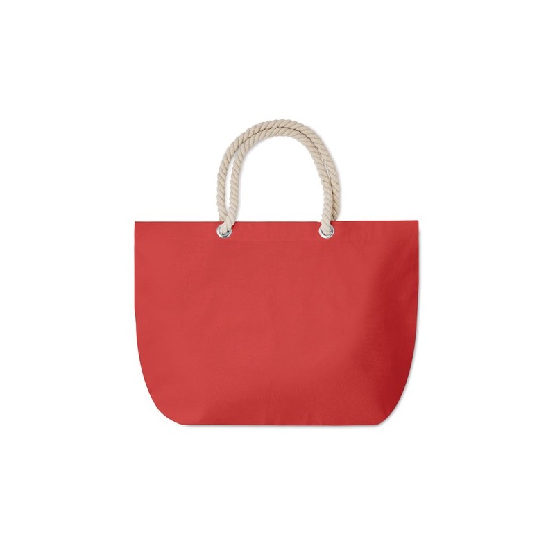 Sac de plage pratique personnalisé avec cordon - MENORCA Matières : coton Couleurs : rouge impression logo haute qualité