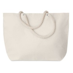 Sac de plage pratique personnalisé avec cordon - MENORCA Matières : coton Couleurs : beige cadeau entreprise pas cher