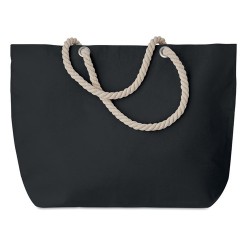 Sac de plage pratique personnalisé avec cordon - MENORCA Matières : coton Couleurs : noir accessoire événementiel unique