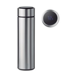 Bouteille Isotherme Éco-responsable avec Thermomètre Personnalisée POLE Matières : acier inoxydable Couleurs : argenté mat
