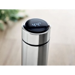 Bouteille Isotherme Éco-responsable avec Thermomètre Personnalisée POLE Matières : acier inoxydable Couleurs : argenté mat livra