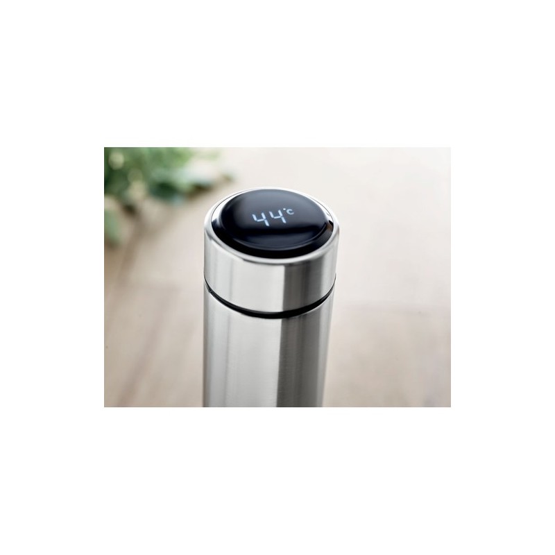 Bouteille Isotherme Éco-responsable avec Thermomètre Personnalisée POLE Matières : acier inoxydable Couleurs : argenté mat livra