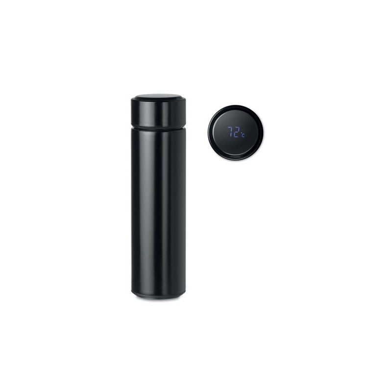 Bouteille Isotherme Éco-responsable avec Thermomètre Personnalisée POLE Matières : acier inoxydable Couleurs : noir personnalisa